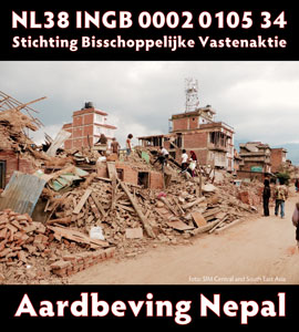 Gebed en collecte voor de slachtoffers in Nepal
