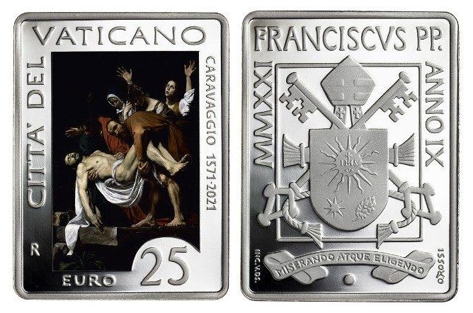 Rechthoekige Vaticaanse munt van € 25