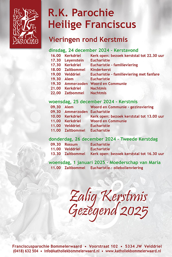 Overzicht van kerstvieringen